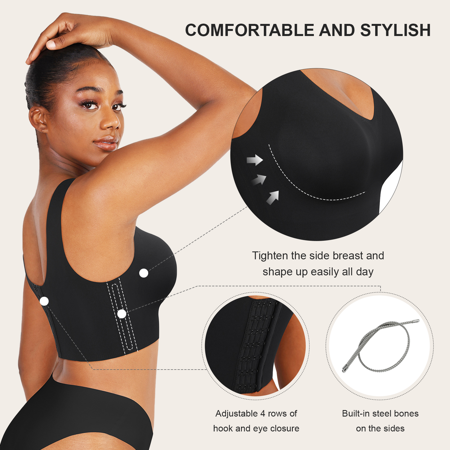 Seamless V-Neck Bra Tank – Built-In Support & Back Smoothing